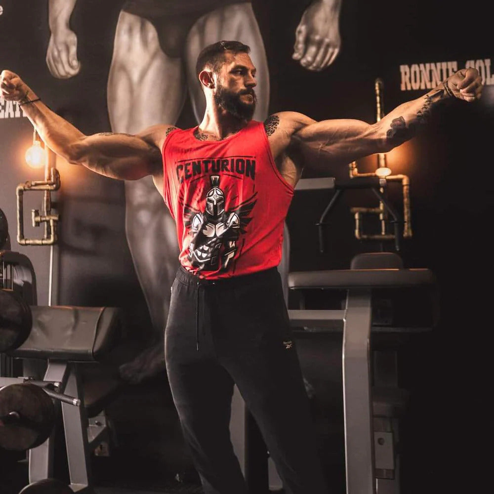 Centurion Labz Vintage Centurion Labz Tasarımlı Kırmızı Tank Fitnes Atlet - Görsel 3