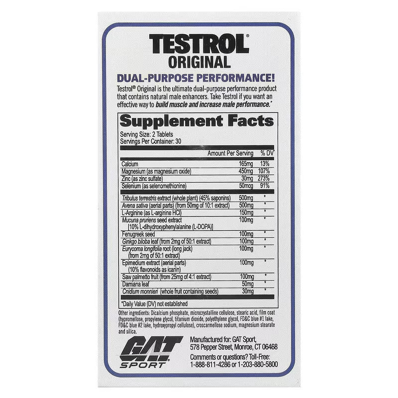 GAT Testrol Tribulus+Dopa Mucuna+Saw palmetto+Ginkgo biloba Testo booster Original 60 Tablet - Görsel 3