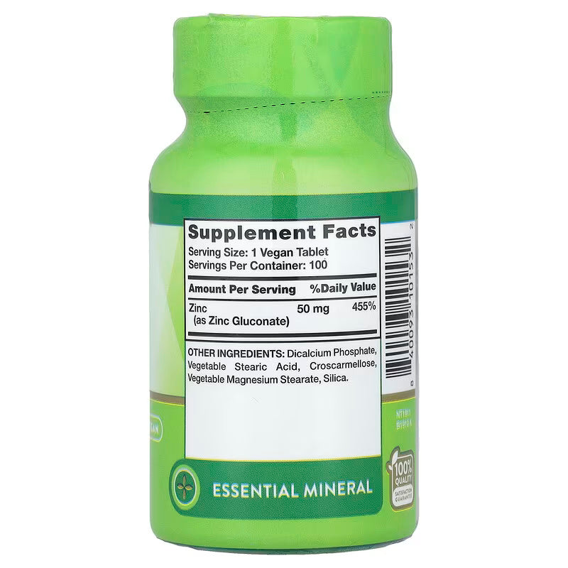 Nature’s Truth Zinc Chelated  50 mg, 100 Tablets