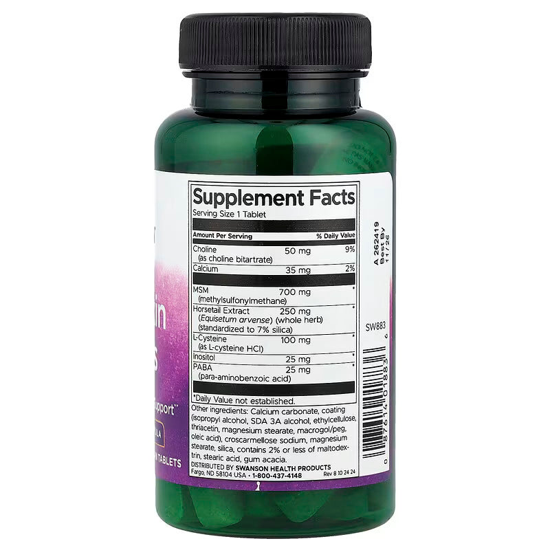 Swanson Hair Skin & Nails Beautifying inositol paba msm 60 Vegan Tablets