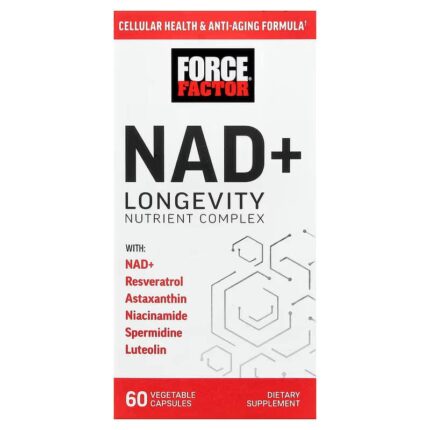 Force Factor NAD+ NMN or Nicotinamide with Resveratrol Astaxanthin Spermidine & Luteolin 60 Caps