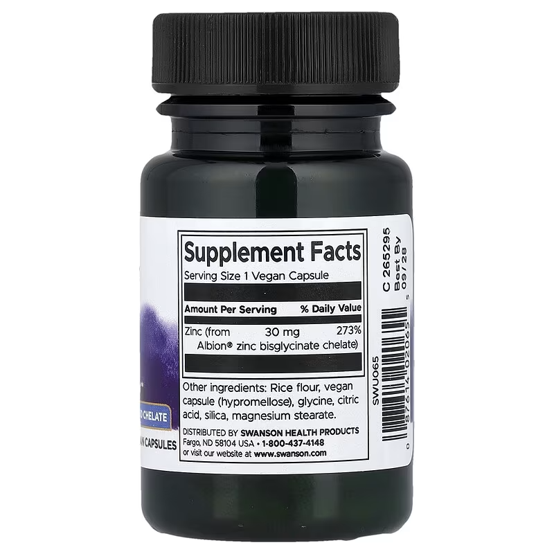 Swanson Albion Zinc Immune Health 30 mg 90 Vegan Capsules - Görsel 2