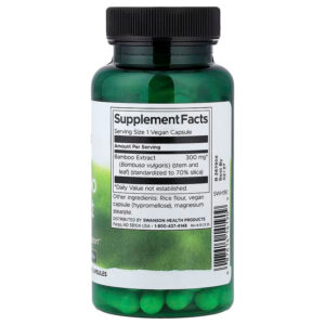 Swanson Bamboo 70% Silica Extract Hair Skin & Nails 60 Vegan Capsules - Görsel 2