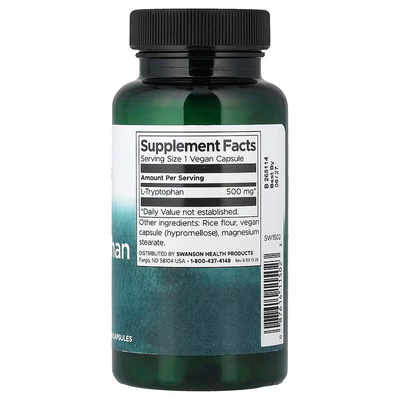 Swanson L-Tryptophan Sleep Support 500 mg 60 Capsules - Görsel 2