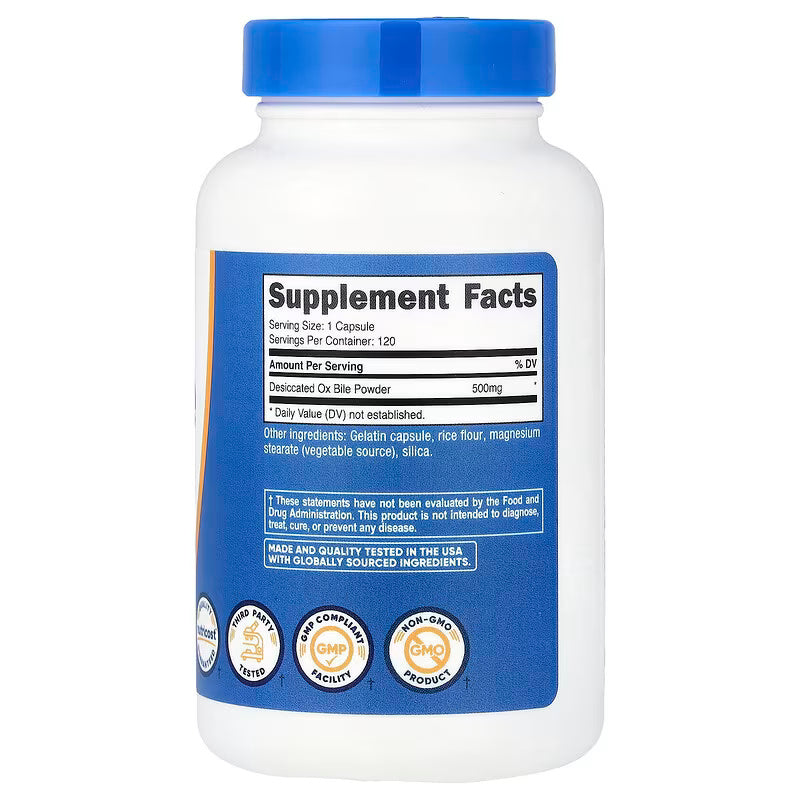 Nutricost Ox Bile 500 mg Gut Health 120 Capsules