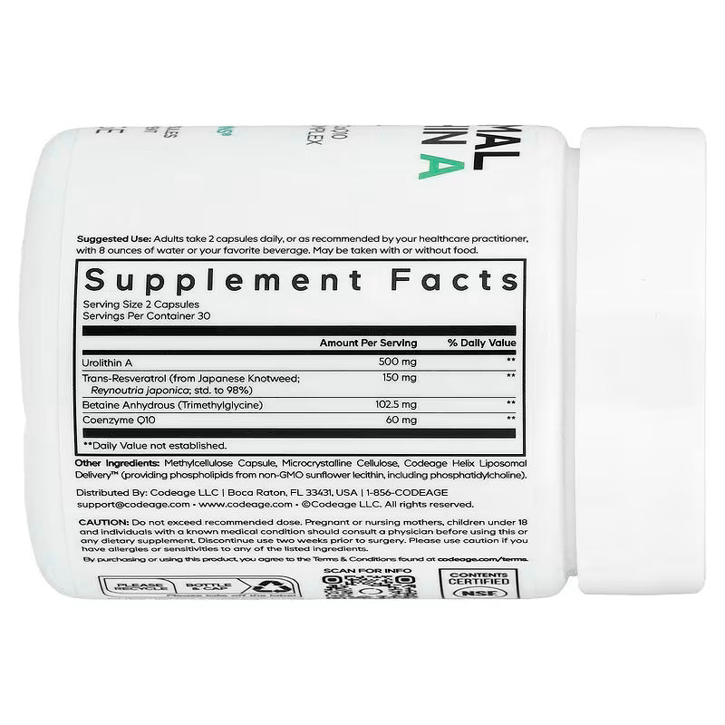 Codeage Liposomal Urolithin A Resveratrol CoQ10 Phospholipid 60 Caps - Görsel 2