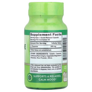Nature’s Truth L-Theanine Brain & Cognitive Amino acid 200 mg 60 Quick Release Capsules