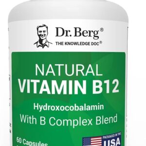 Dr. Berg Natural Vitamin B12 FOLATE 1000 mcg Hydroxocobalamin Energy Brain & Nervous System 60 Caps
