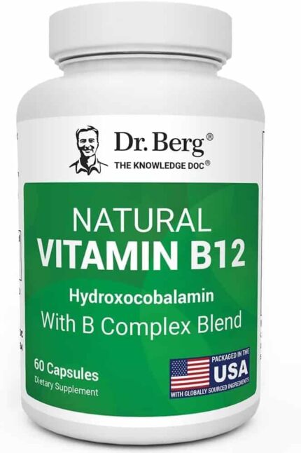 Dr. Berg Natural Vitamin B12 FOLATE 1000 mcg Hydroxocobalamin Energy Brain & Nervous System 60 Caps