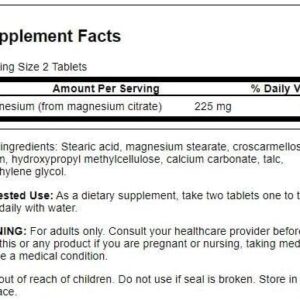 Swanson Magnesium (Magnezyum) Citrate Bone Health- Super Strength 112.5 mg 240 Tabs