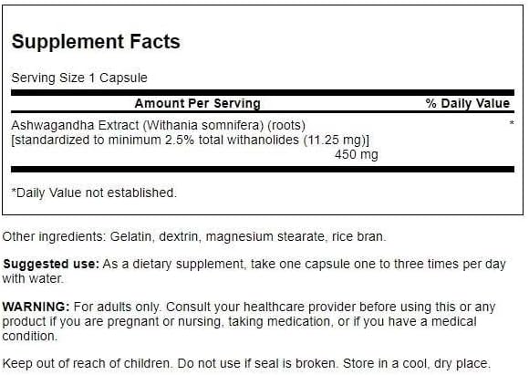Swanson Ashwagandha Extract 60 Caps - Görsel 2