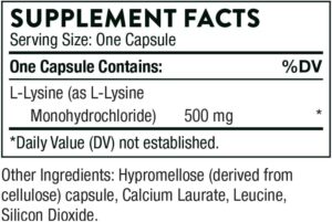 Thorne Lysine - 500 mg - 60 Capsules - Lizin Takviyesi - Görsel 2