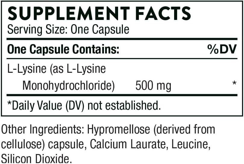 Thorne Lysine - 500 mg - 60 Capsules - Lizin Takviyesi - Görsel 2