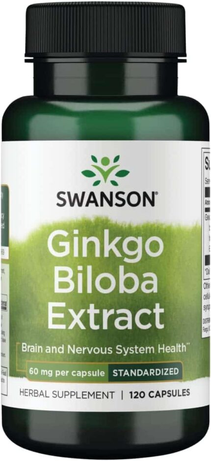 Swanson Ginkgo Biloba Brain and Nervous System Health 60MG 120 Caps