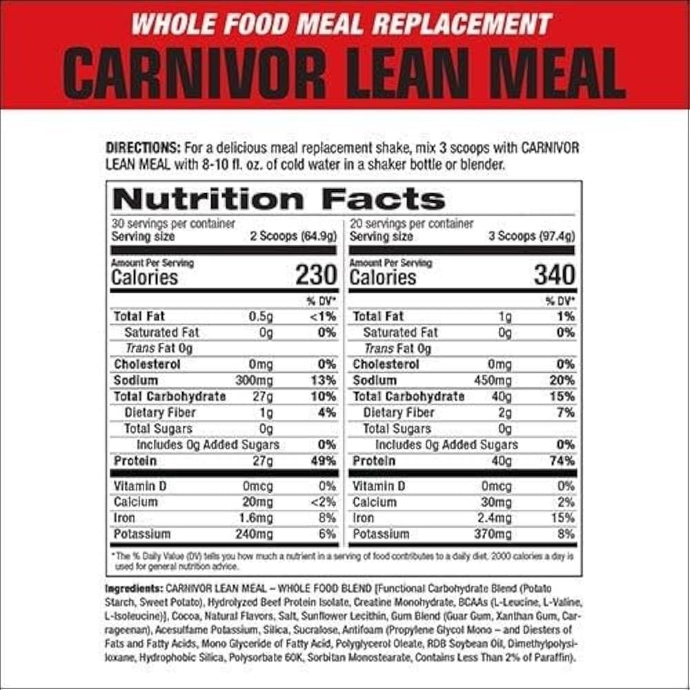 Musclemeds Carnivor Beef protein isolate Lean Meal Protein gainer (Öğün protein tozu) 1950 Gram - Görsel 3