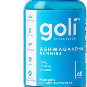 Goli Ashwagandha Vitamin D Relax KSM66 Vegan Non-GMO, Gluten-Free Gelatin Free 60 Gum
