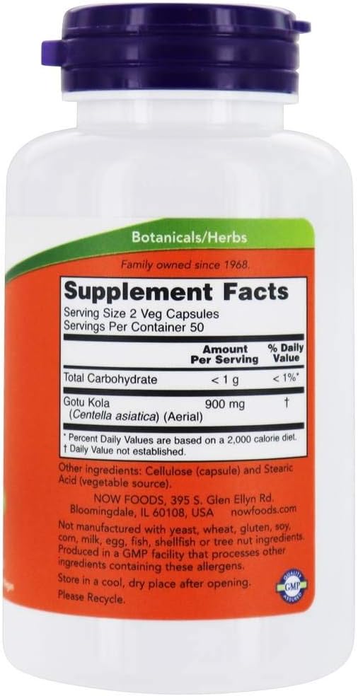 Now Foods Gotu Kola Ayurvedic 450 mg 100 Caps - Görsel 2