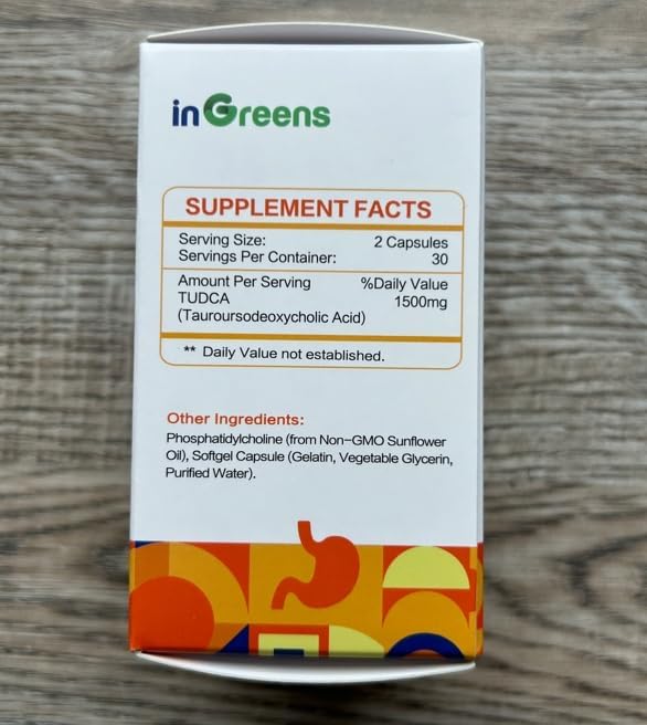 inGreens TUDCA High Pure Tauroursodeoxycholic Salts Liver Cleanse Detox and Repair 1500 mg 60 Caps - Görsel 5