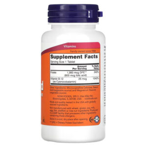 Now Folic Acid 800 mcg with Vitamin B-12 250 Tablets - Görsel 2