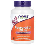 NOW Foods Resveratrol Grape Seed Antioxidants Brain & Cognitive 200 mg 120 Veg Capsules
