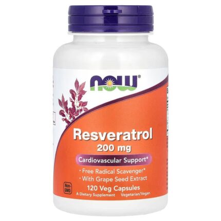 NOW Foods Resveratrol Grape Seed Antioxidants Brain & Cognitive 200 mg 120 Veg Capsules