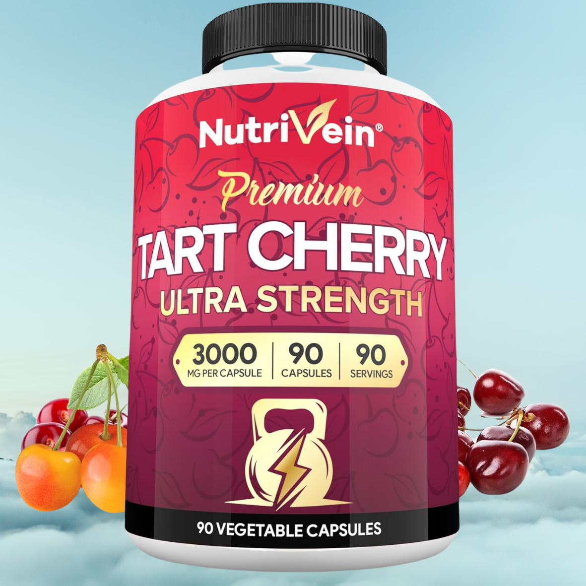 Nutrivein Tart Cherry(Tart kiraz) Recovery, Detox, Rest, & Mobility – 90 Caps