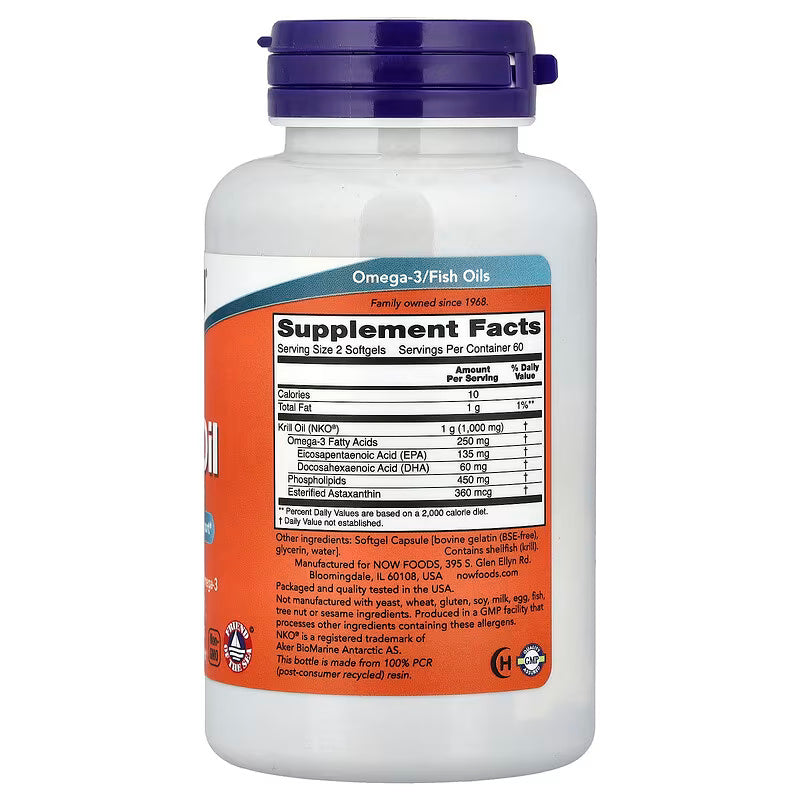 NOW Foods Krill Oil Omegas & Fish Oils EPA DHA 500 mg 120 Softgels