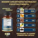 Agobi Ashwagandha Agobi Hint Ginseng+Turmeric+Rhodiola+Ginger root Extract Capsules 5 Herbal Ingredients 5200 mg - Görsel 3