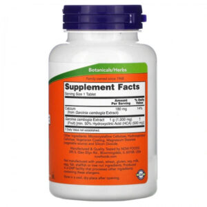 Now Garcinia, Cambogia Hca Appetite Control Metabolism + Calcium 1.000 mg, 120 Tablet - Görsel 2