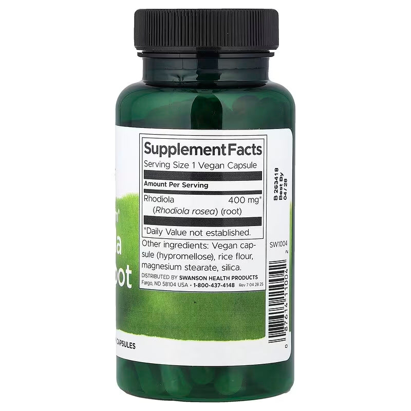 Swanson Full Rhodiola Rosea Root 400 mg, 100 Vegan Caps