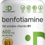 Deal Supplement Benfotiamine 600mg B1 Thiamine Per Serving 180 Veggie Capsules