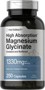 Horbaach High Magnesium Magnezyum Glycinate Glisinat with Chelated Minerals 1330mg 250 Caps