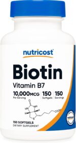 Nutricost Biotin Vitamin B7 Hair Skin 10,000mcg 150 Softgels