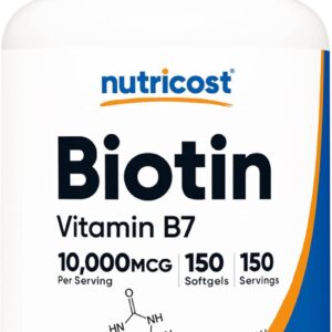Nutricost Biotin Vitamin B7 Hair Skin 10,000mcg 150 Softgels