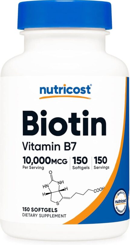 Nutricost Biotin Vitamin B7 Hair Skin 10,000mcg 150 Softgels