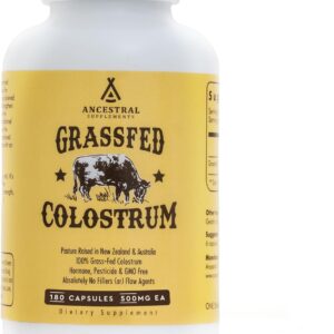 Ancestral Supplements Grass Fed Beef Colostrum Supplement, 3000 mg, 180 Caps