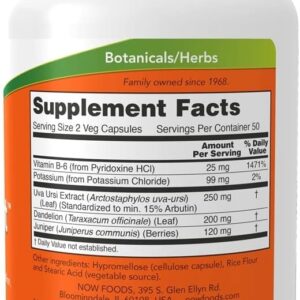NOW Foods Water Out Uva Ursi Fluid Balance Supports a Healthy Urinary Tract 100 Veg Caps
