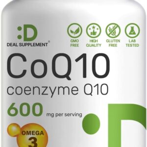 Deal Supplement CoQ10 Ubiquinone Omega 3 DHA EPA Heart Energy Brain Health Antioxidant 120 Capsules