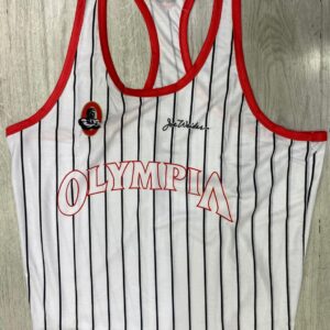 OLYMPIA Baskılı Beyaz Çizgili Beast Mode Atlet