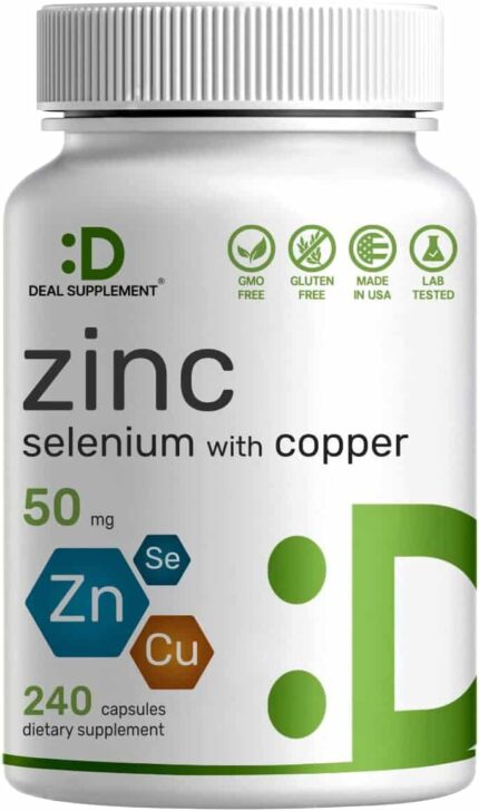 Deal Supplement Zinc Picolinate Çinko 50mg with Selenium + Copper Bakır 240 Caps