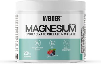 Weider Magnesium Powder 200g Magnesium Bisglycinate and Citrate in Powder with Zinc