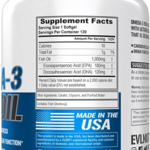 Evlution Nutrition Triple Strength Omega 3 Fish Oil  120 Softgels