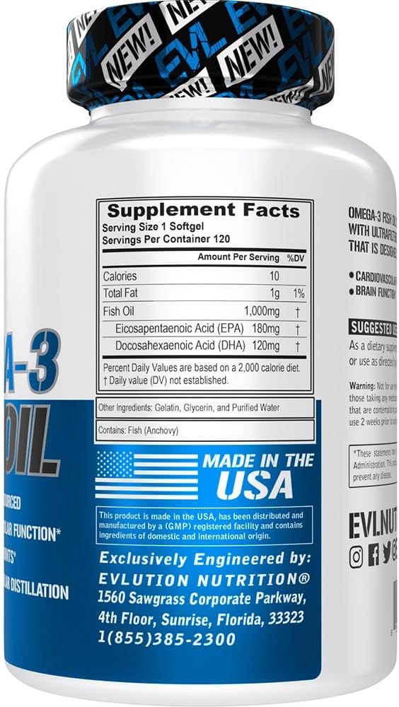 Evlution Nutrition Triple Strength Omega 3 Fish Oil 120 Softgels - Görsel 2