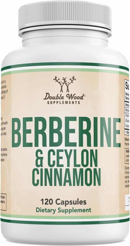 DOUBLE WOOD Berberine HCl with Ceylon Cinnamon AMPK Activator Blood sugar 120 Caps