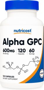 Nutricost Alpha GPC 600mg, 120 Vegetarian Capsules – Non-GMO and Gluten Free, 300mg Per Capsule