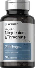 Horbaach Magtein Magnesium Magnezyum L-Threonate Treonat  2000mg 100 Caps Men Women Gluten Free