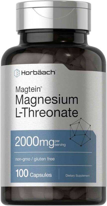 Horbaach Magtein Magnesium Magnezyum L-Threonate Treonat 2000mg 100 Caps Men Women Gluten Free