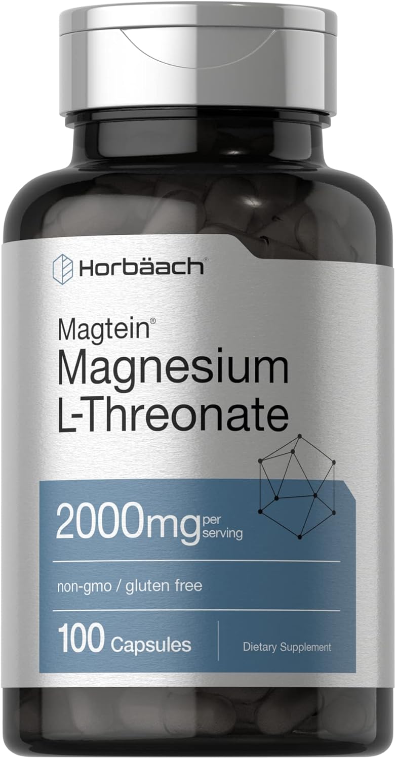 Horbaach Magtein Magnesium Magnezyum L-Threonate Treonat 2000mg 100 Caps Men Women Gluten Free