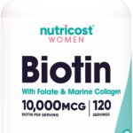Nutricost Women Biotin With Folate & Marine Collagen Hair Skin & Nails 10,000 mcg 120 Capsules
