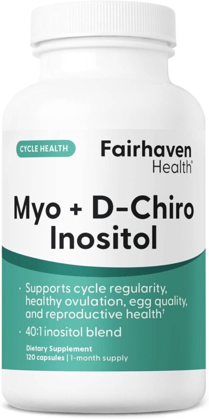 Fairhaven Health Myo-Inositol D-Chiro Inositol for Women 40:1 Female Fertility for Women and Hormone Balance 120 Caps